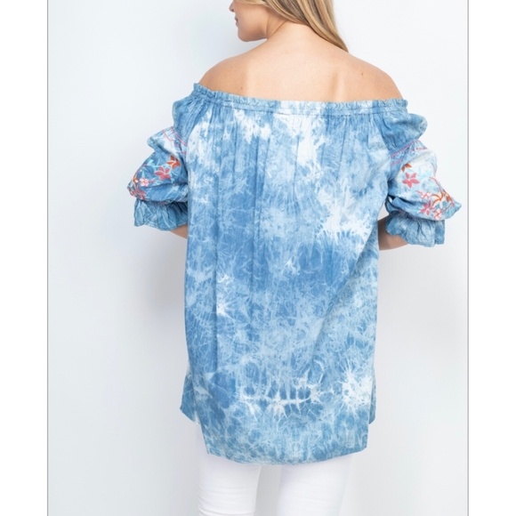LAST ONE❗MONORENO Tencel Tie-Dye Embroidered Tunic Top - Picture 6 of 9